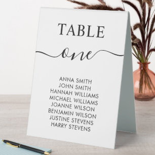Simple Elegant Wedding Seating Chart Table Number 
