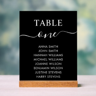 Simple Elegant Wedding Seating Chart Table Number 