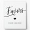Simple Elegant Wedding Shower FAVORS Sign