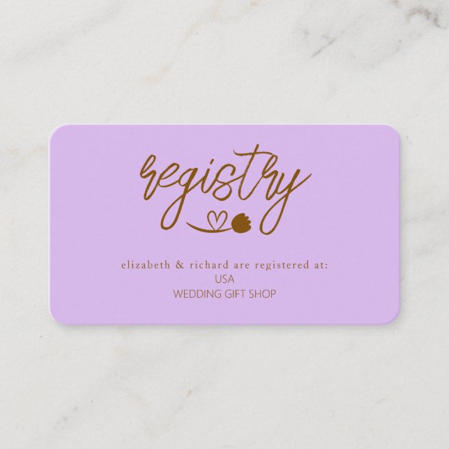 Simple Elegant Wedding Shower Gift Registry Enclosure Card (Front)
