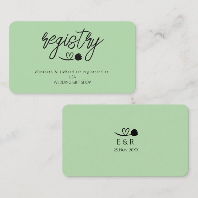 Simple Elegant Wedding Shower Gift Registry Enclosure Card (Front/Back)