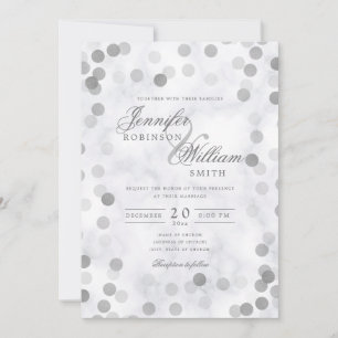 Simple Elegant Wedding Silver Confetti Marble Invitation