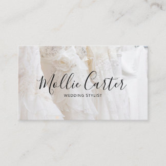 Simple Elegant Wedding Stylist Agent Planner Dress Business Card