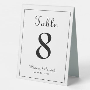 Simple Elegant Wedding Table Number Black White