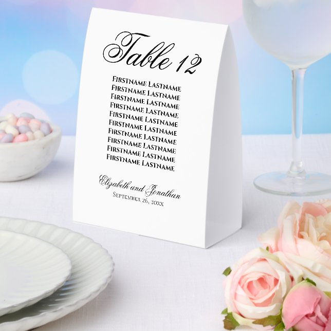 Simple Elegant Wedding Table Number with Names (Insitu(Wedding))