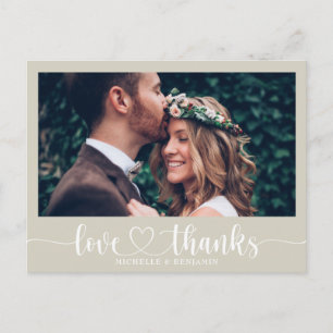 Simple Elegant Wedding Thank You Photo Postcard