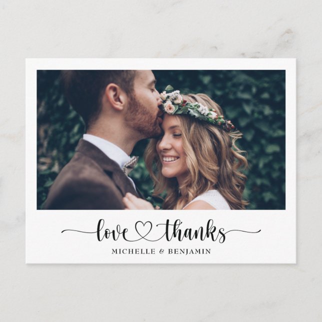 Simple Elegant Wedding Thank You Photo Postcard (Front)