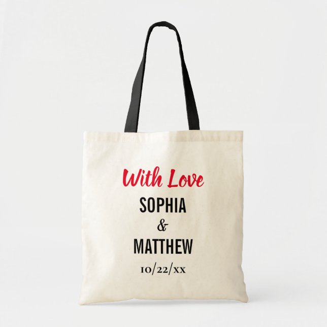 Simple Elegant Wedding Thank You With Love Tote Bag (Front)