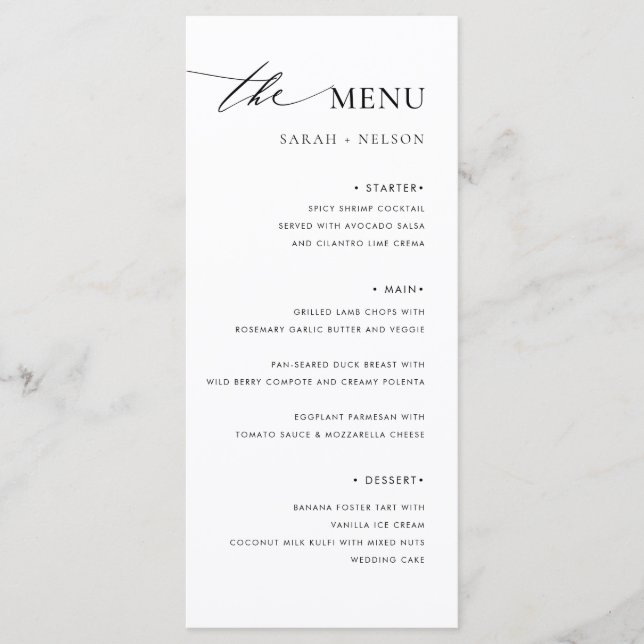 Simple Elegant Wedding Wedding Food Menu (Front)