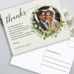Simple, elegant, weddings "Thanks" 1 Photo Postcard