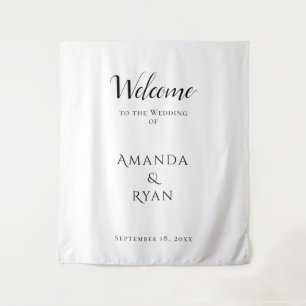 Simple Elegant Welcome Script Wedding Backdrop Tapestry