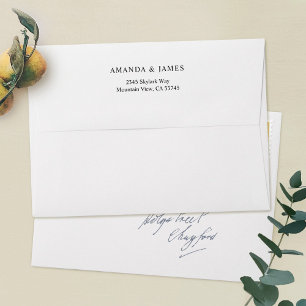 Simple Elegant White 5 x 7 Wedding Return Address Envelope