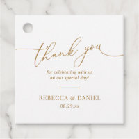 Simple Elegant White and Gold Script Thank You