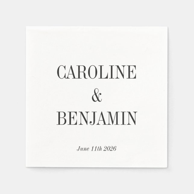 Simple Elegant White Background Custom Wedding Napkin (Front)