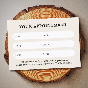Simple Elegant White Beige Beauty Salon Appointment Card