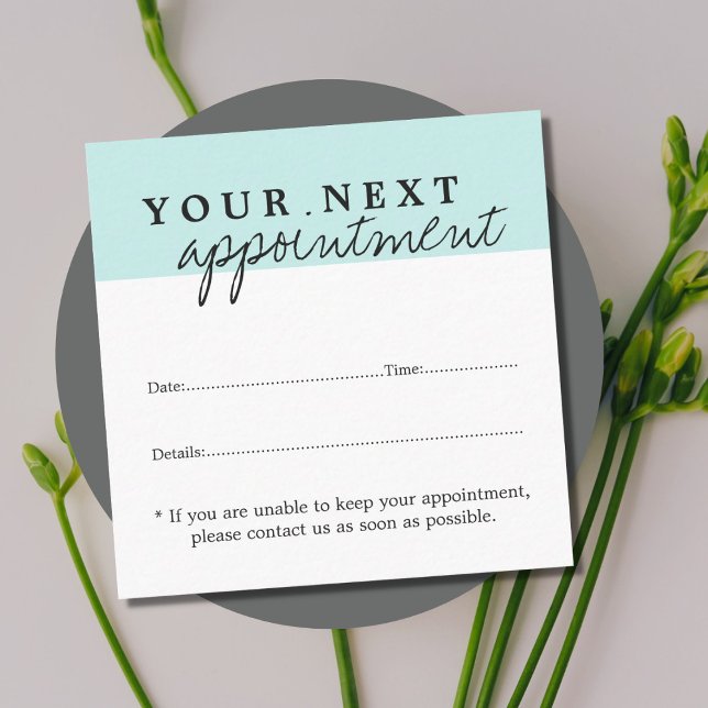 Simple Elegant White Blue Beauty Appointment Card (Creator Uploaded)