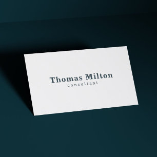Simple Elegant White Blue Consultant Business Card