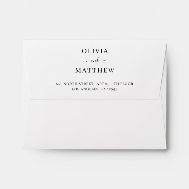 Simple Elegant White Classic Minimalist Wedding Envelope (Back (Top Flap))