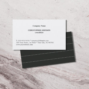 Simple Elegant White Consultant Texture Linen Back Business Card