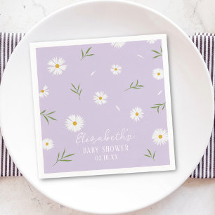 Simple Elegant White Daisies Baby Shower  Napkin