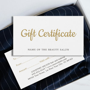 Simple Elegant White Faux Gold Beauty Gift card