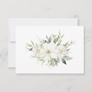 Simple Elegant White Floral Bouquet Flat  Card