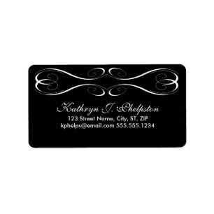 Simple Elegant White Flourish Personalised Address Label