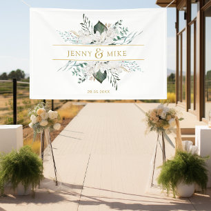 Simple, elegant white flowers banner