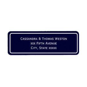 Simple Elegant White Frame Navy BG Address Label Return Address Label