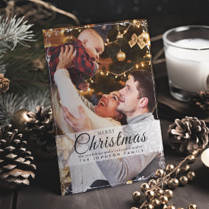 Simple Elegant White Frame Photo Christmas Holiday Card