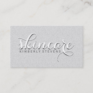 Simple Elegant White Glitter Skincare Business Card