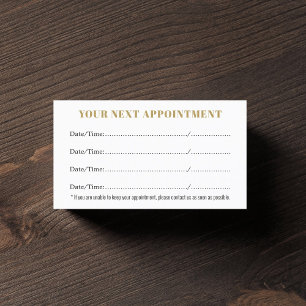 Simple Elegant White Gold Beauty  Appointment Card