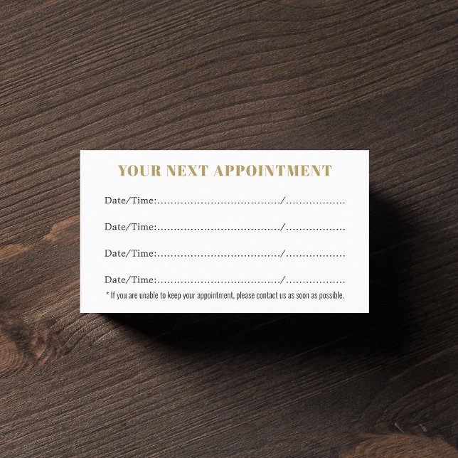 Simple Elegant White Gold Beauty  Appointment Card (Creator Uploaded)