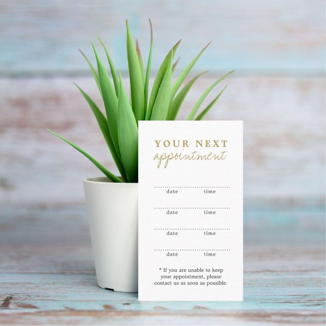 Simple Elegant White Gold Beauty Appointment Card (Creator Uploaded)