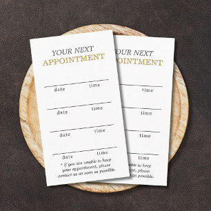 Simple Elegant White Gold Beauty  Appointment Card