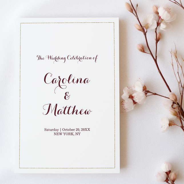 Simple elegant white gold burgundy Program (Simple elegant white gold burgundy Program )