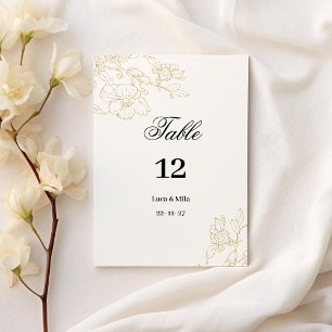 Simple elegant white gold floral Table Numbers