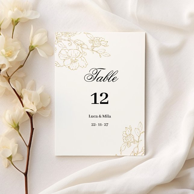 Simple elegant white gold floral Table Numbers (Simple elegant white gold floral Table Numbers)