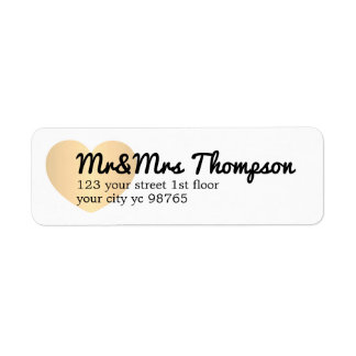Simple Elegant White Gold Heart Wedding Label Return Address Label