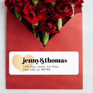 Simple Elegant White Gold Heart Wedding Label Return Address Label