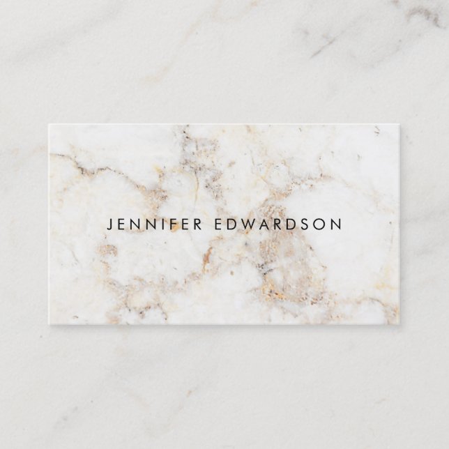 Simple elegant white gold marble professional business card (Front)