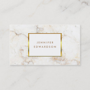 Simple elegant white gold marble professional business card