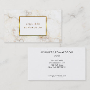Simple elegant white gold marble professional business card
