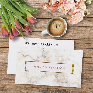 Simple elegant white gold marble professional business card