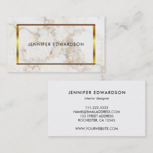 Simple elegant white gold marble professional business card
