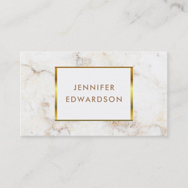 Simple elegant white gold marble professional business card (Front)