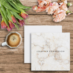 Simple elegant white gold marble professional square business card