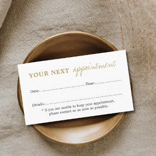 Simple Elegant White Golden Beauty  Appointment Card