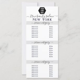 Simple Elegant White Grey Logo Salon Price List