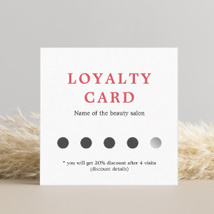Simple Elegant White Grey Pink Beauty Loyalty Card